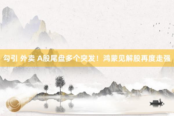 勾引 外卖 A股尾盘多个突发！鸿蒙见解股再度走强
