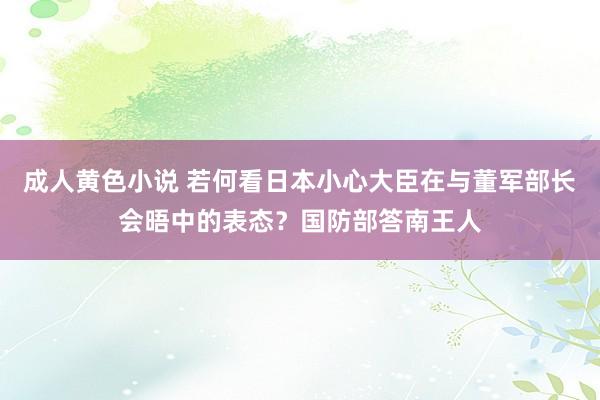 成人黄色小说 若何看日本小心大臣在与董军部长会晤中的表态？国防部答南王人