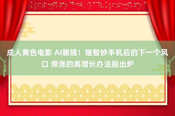 成人黄色电影 AI眼镜！继智妙手机后的下一个风口 滞涨的高增长办法股出炉