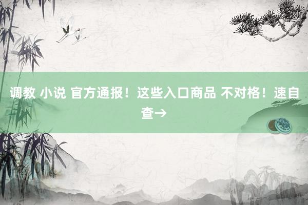 调教 小说 官方通报！这些入口商品 不对格！速自查→
