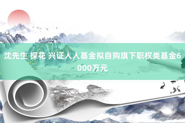 沈先生 探花 兴证人人基金拟自购旗下职权类基金6000万元